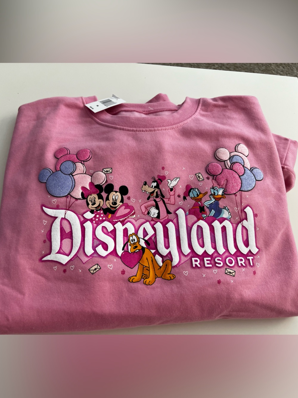 Disney 2026 Disneyland Pink Valentines Crewneck Sweater - S